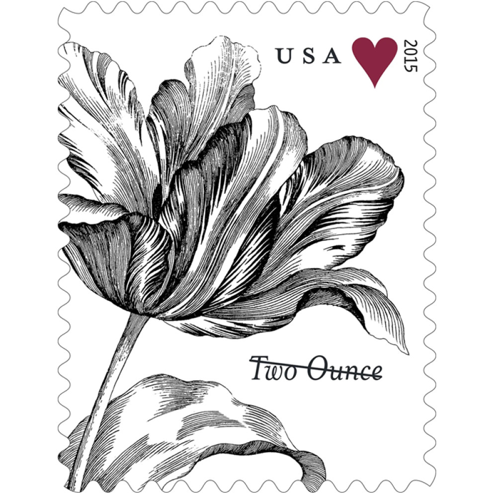 (2015) Vintage Tulip Pane Postage Wedding Stamps
