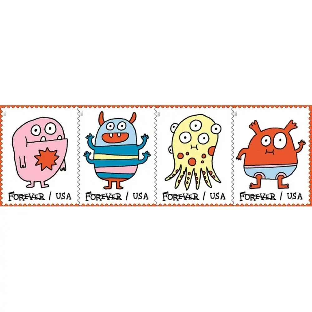 USPS 2021 Message Monsters Forever First Class Postage Stamps